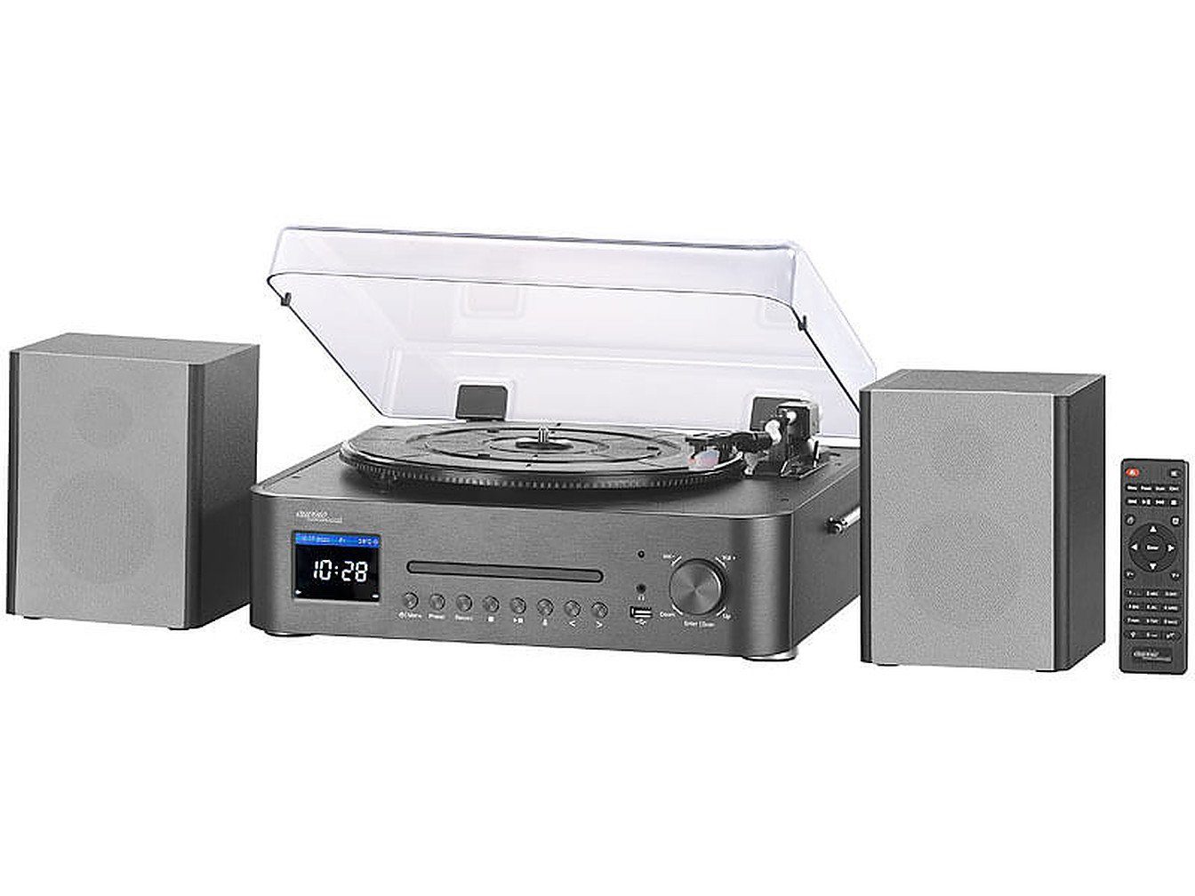 auvisio Musikanlage MHX-630 Plattenspieler/Digitalisierer Plattenspieler (Bluetooth, DLNA, WLAN, klassischen UKW-Empfang, Entferneung von Rauschen oder Knackser)