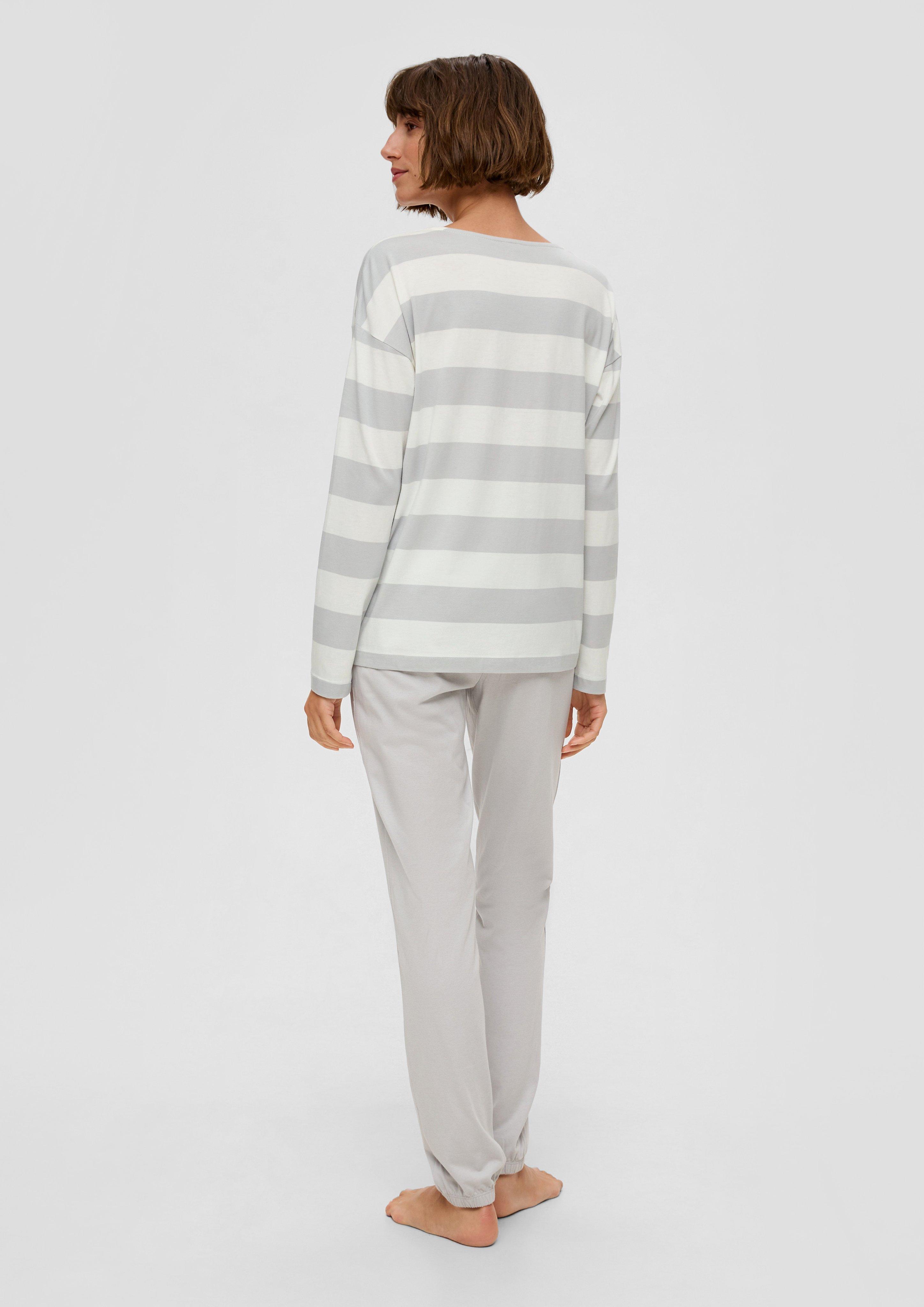 Langes Pyjama-Oberteil mit Streifen  6009205-90G1