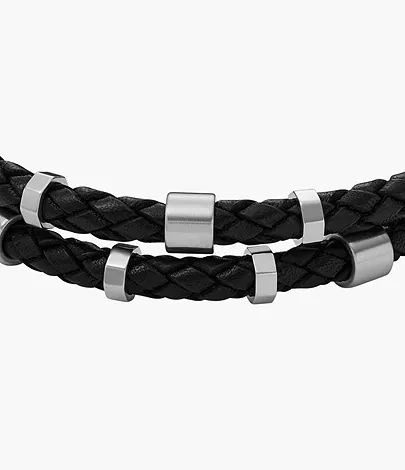 Fossil Armband Leather Essentials Leder schwarz