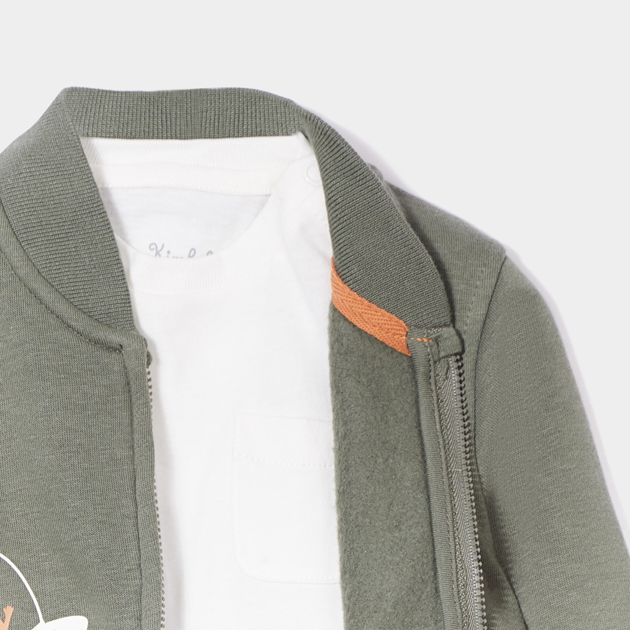 Ensemble 2 pièces t-shirt et gilet teddy vert kaki bébé garçon | La Halle