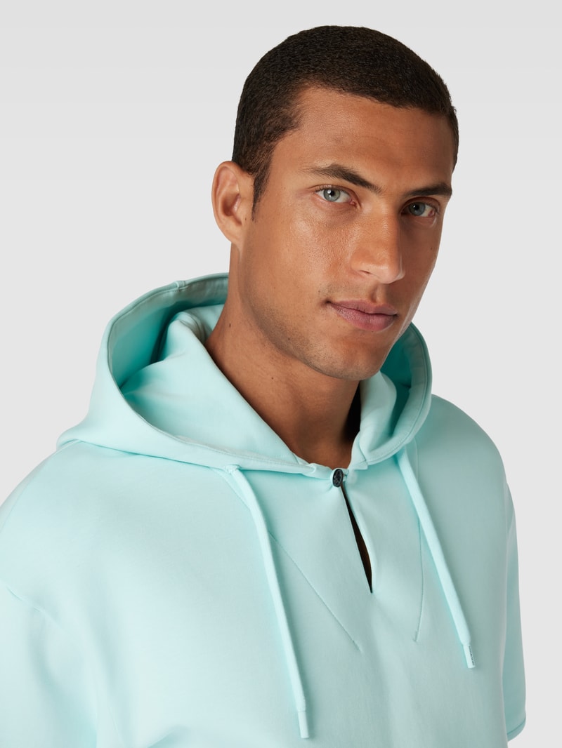 Hoodie mit Halbarm in aqua blau