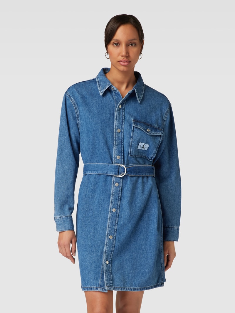 Jeanskleid mit Taillengürtel Modell 'BELTED UTILITY' in hellblau