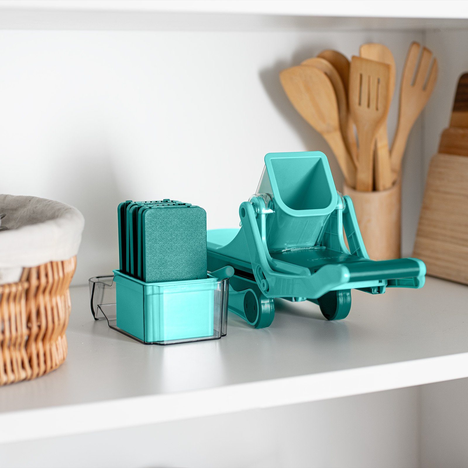 Genius Gemüsehobel Genius Nicer Dicer Mando Gemüseschneider 12-tlg., Gemüsehobel manuell, (12 tlg., Deluxe Set), extra-scharfe Klingen aus Edelstahl in G-NOX-Qualität
