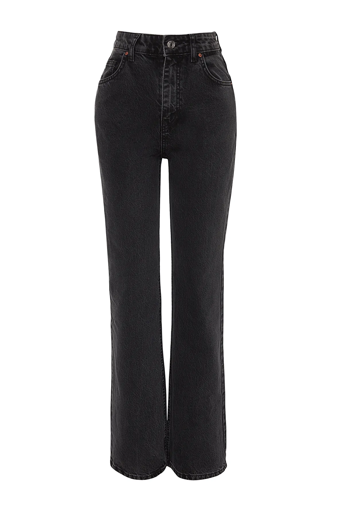 Trendyol Collection  Anthrazitfarbene Jeans mit hoher Taille und weitem Bein TWOAW24JE00089
