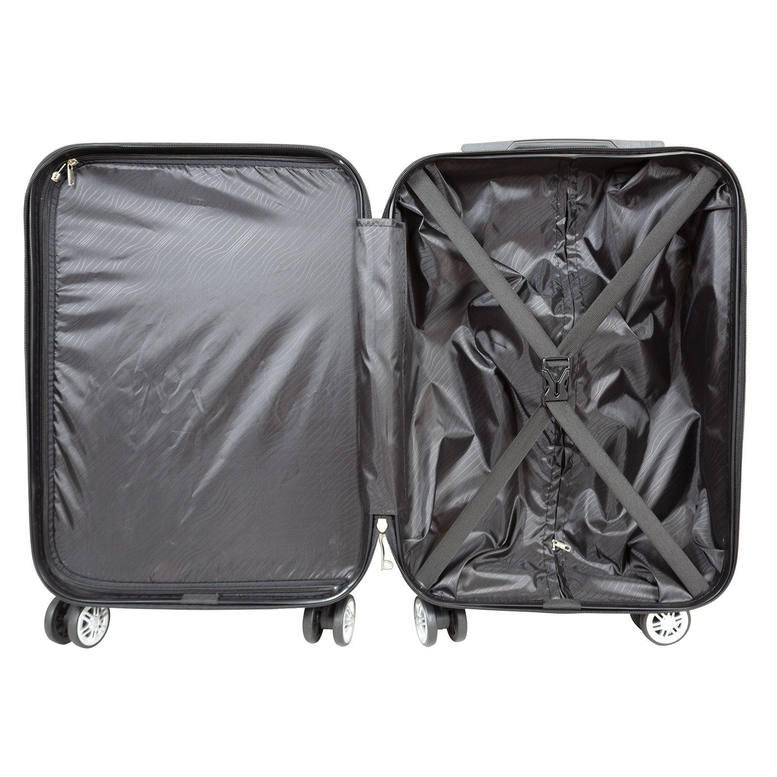 Trendyshop365 Hartschalen-Trolley Madrid, 4 Farben, 3 Größen, 4 Rollen, Zwillingsrollen, Zahlenschloss, robuster Reisekoffer