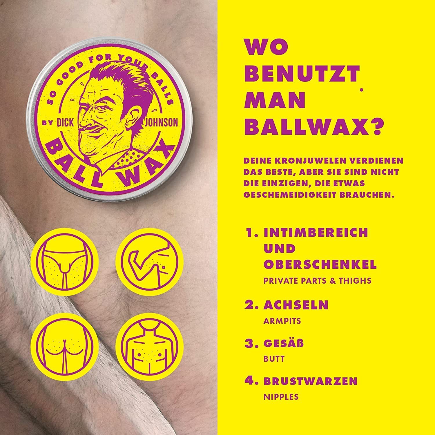 Dick Johnson Intimpflege Ball Wax - Hodenwachs, Weiche und gepflegte Haut - Verhindert Rasurbrand und Hautirritationen
