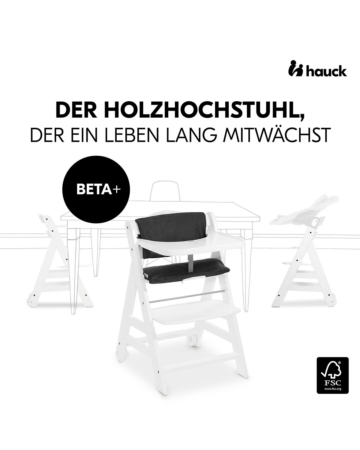 Hochstuhl Beta+ inkl. Sitzverkleinerer, White