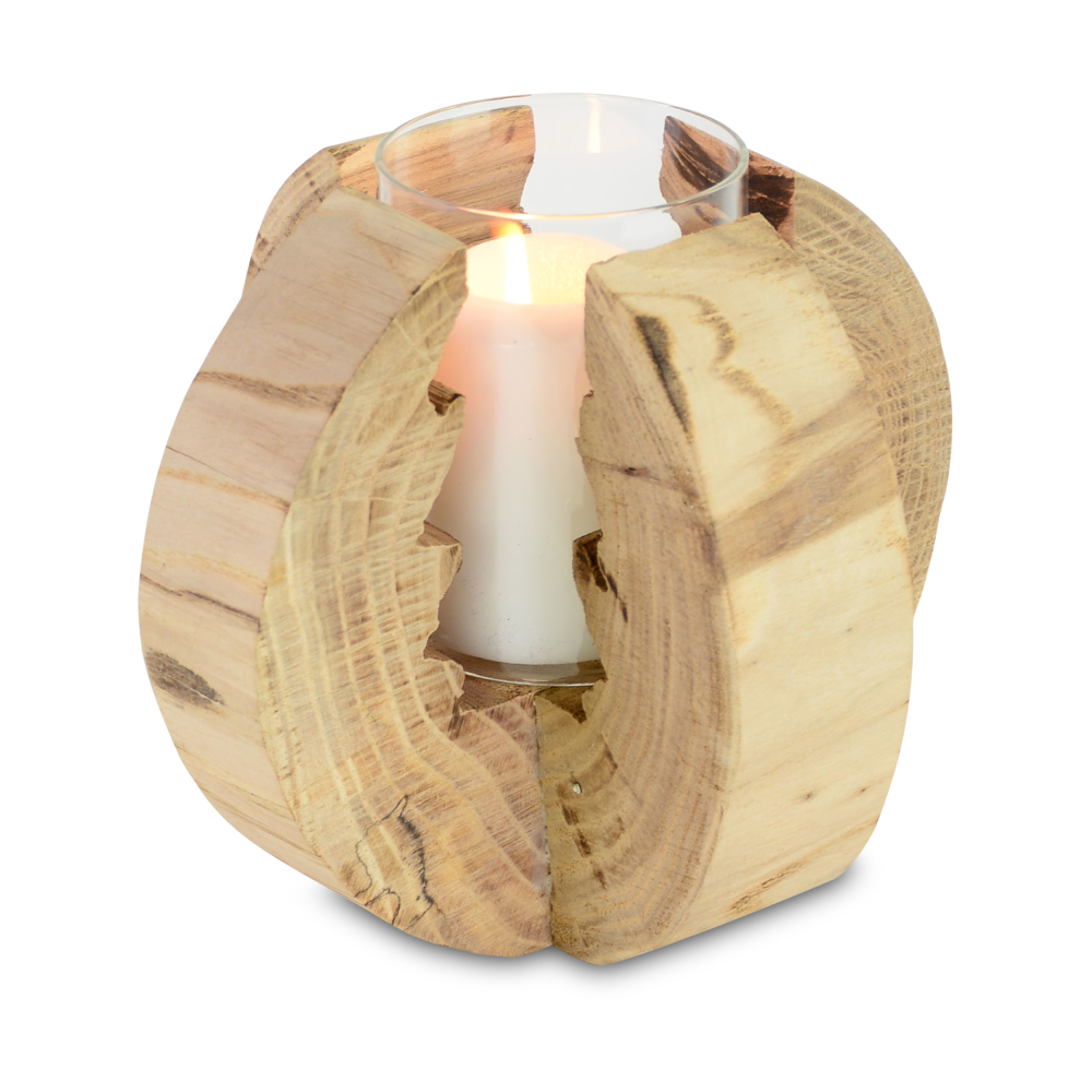 Windlicht mit Glaseinsatz natur