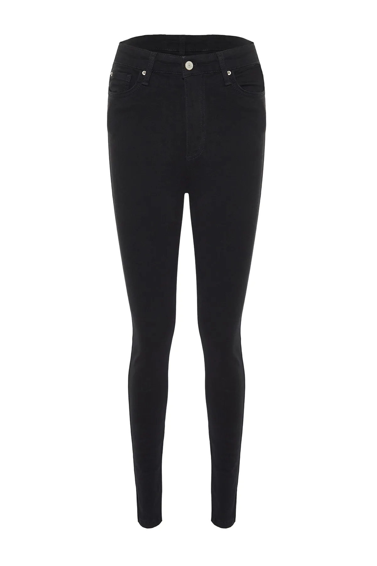 Trendyol Collection  Schwarze High Waist Skinny Jeans mit Schlitzen TWOSS21JE0081