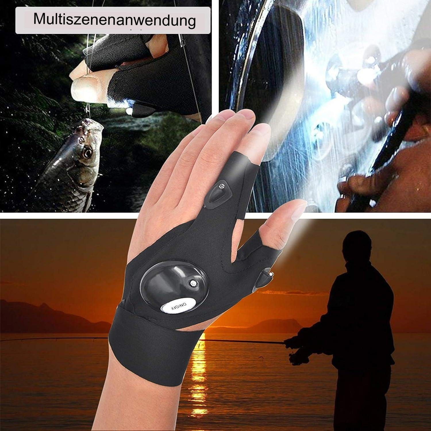 Einemgeld Angelhandschuhe 2PCS Geschenke für Männer, Handschuhe mit Licht Angelzubehör Gadgets