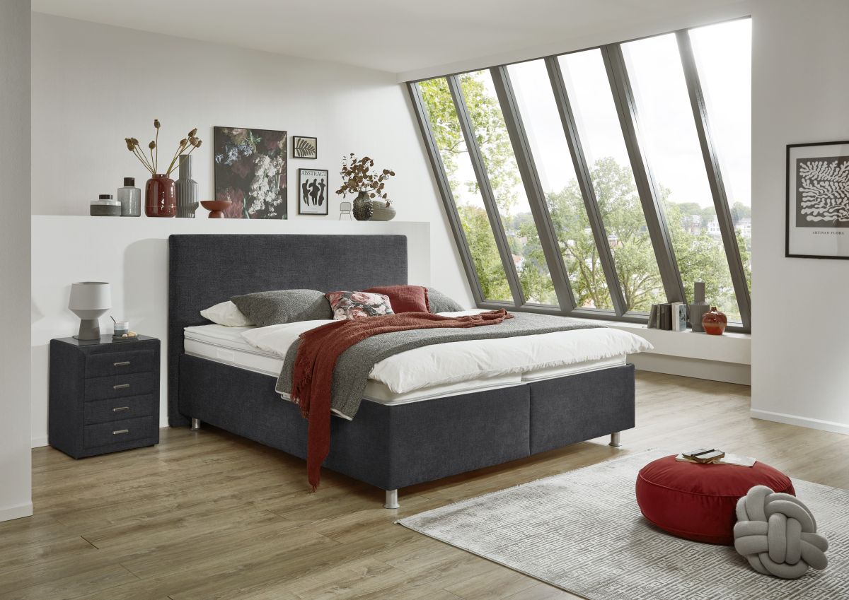 Oschmann Polsterbett 23138 mit Bettkasten Grau 180 x 200 cm