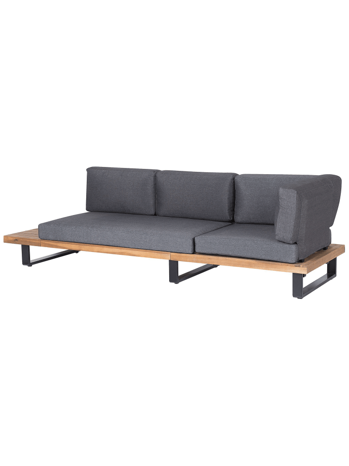 Beliani 4-tlg Lounge Set MYKONOS in Grau/Heller Holzfarbton günstig kaufen onesize