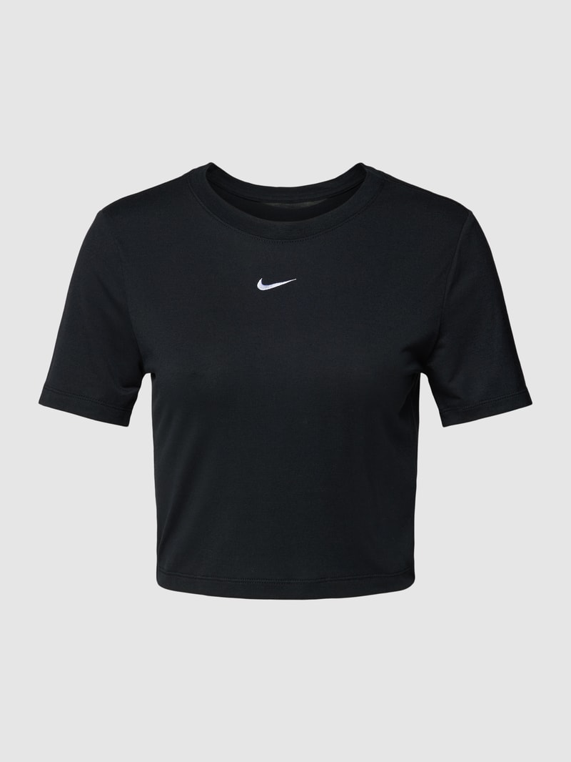 Crop Top mit Logo-Stitching in schwarz