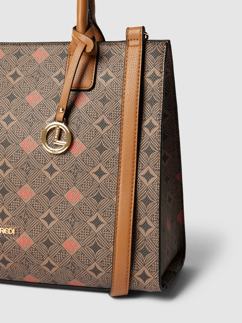 Handtasche mit Allover-Muster Modell 'Kiana' in mittelbraun