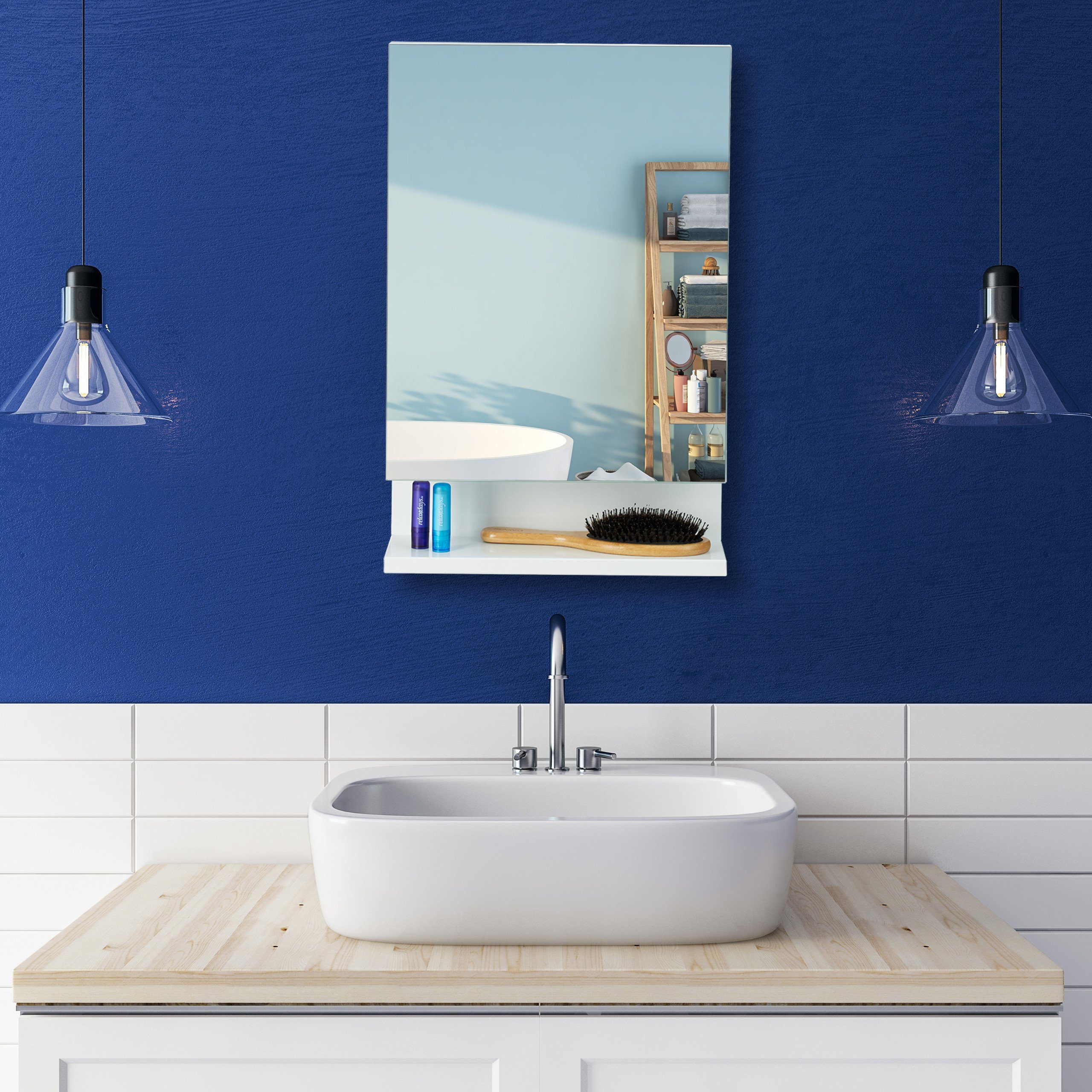 relaxdays Badezimmerspiegelschrank Badspiegelschrank mit Steckdose
