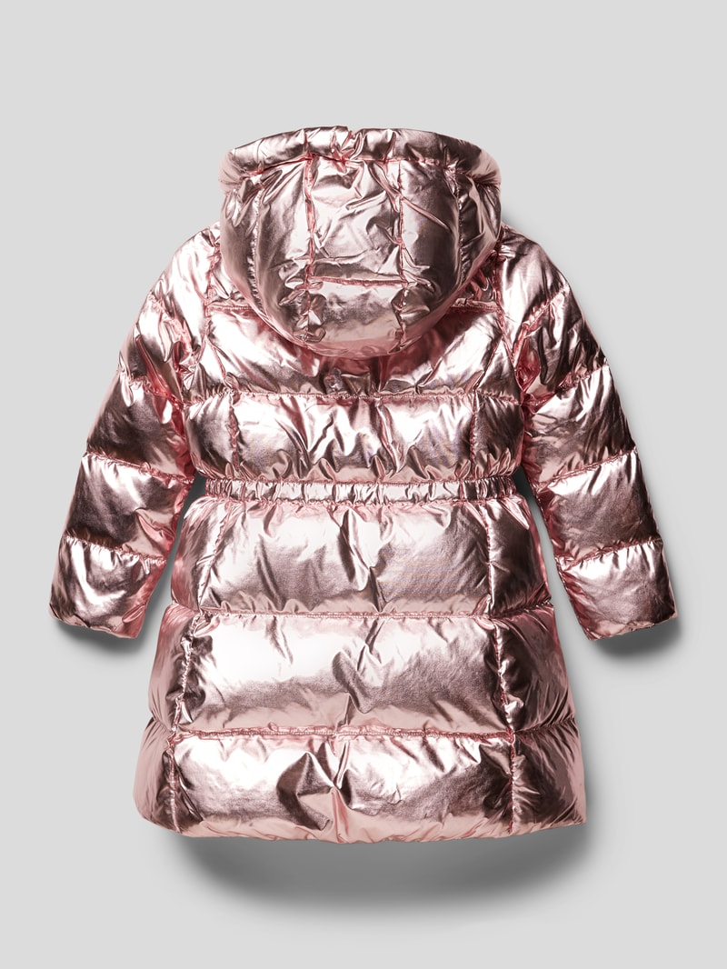Daunenjacke mit Label-Stitching in hellrosa