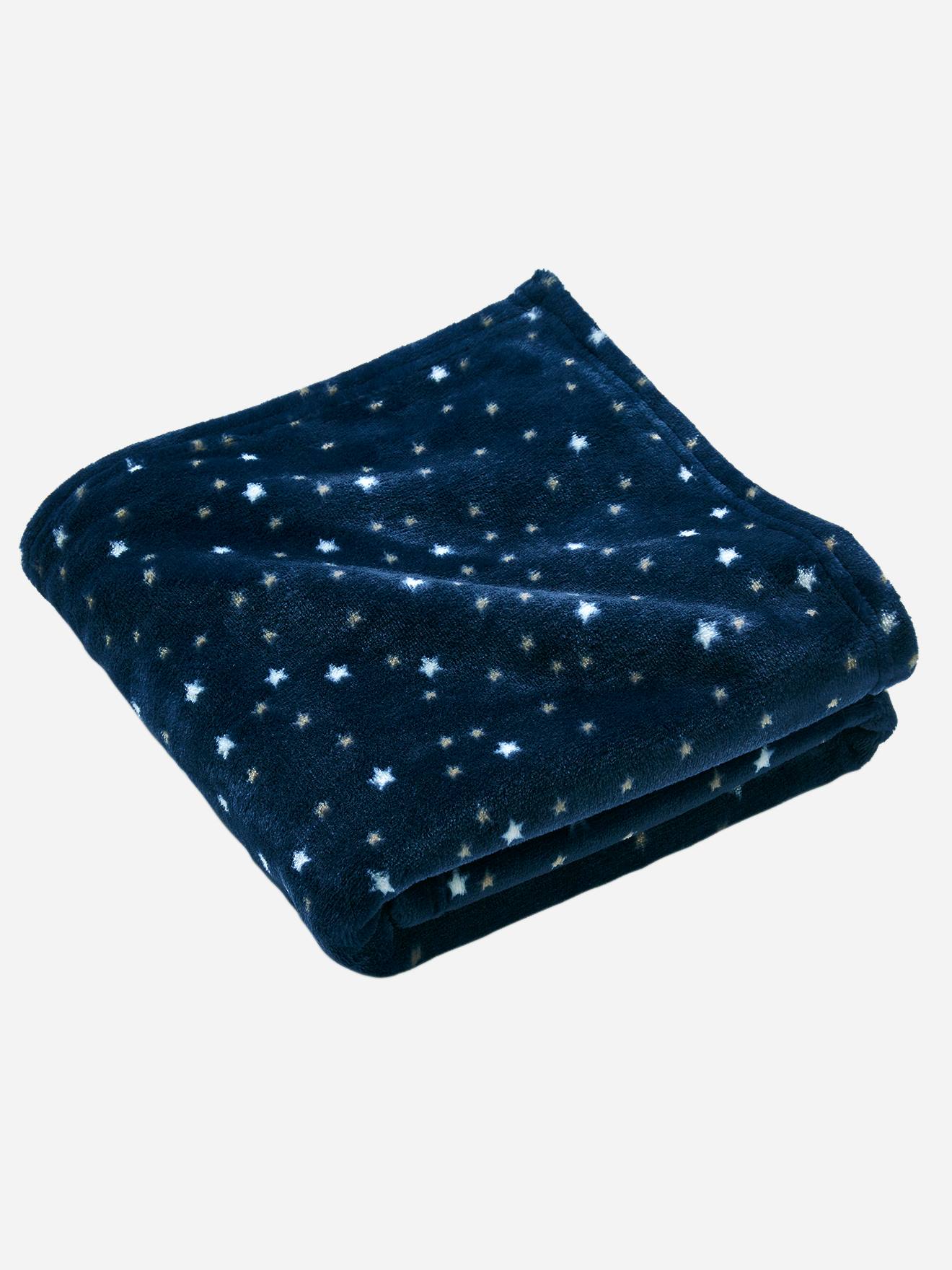 Couverture en microfibre imprimée étoiles Basics gris clair