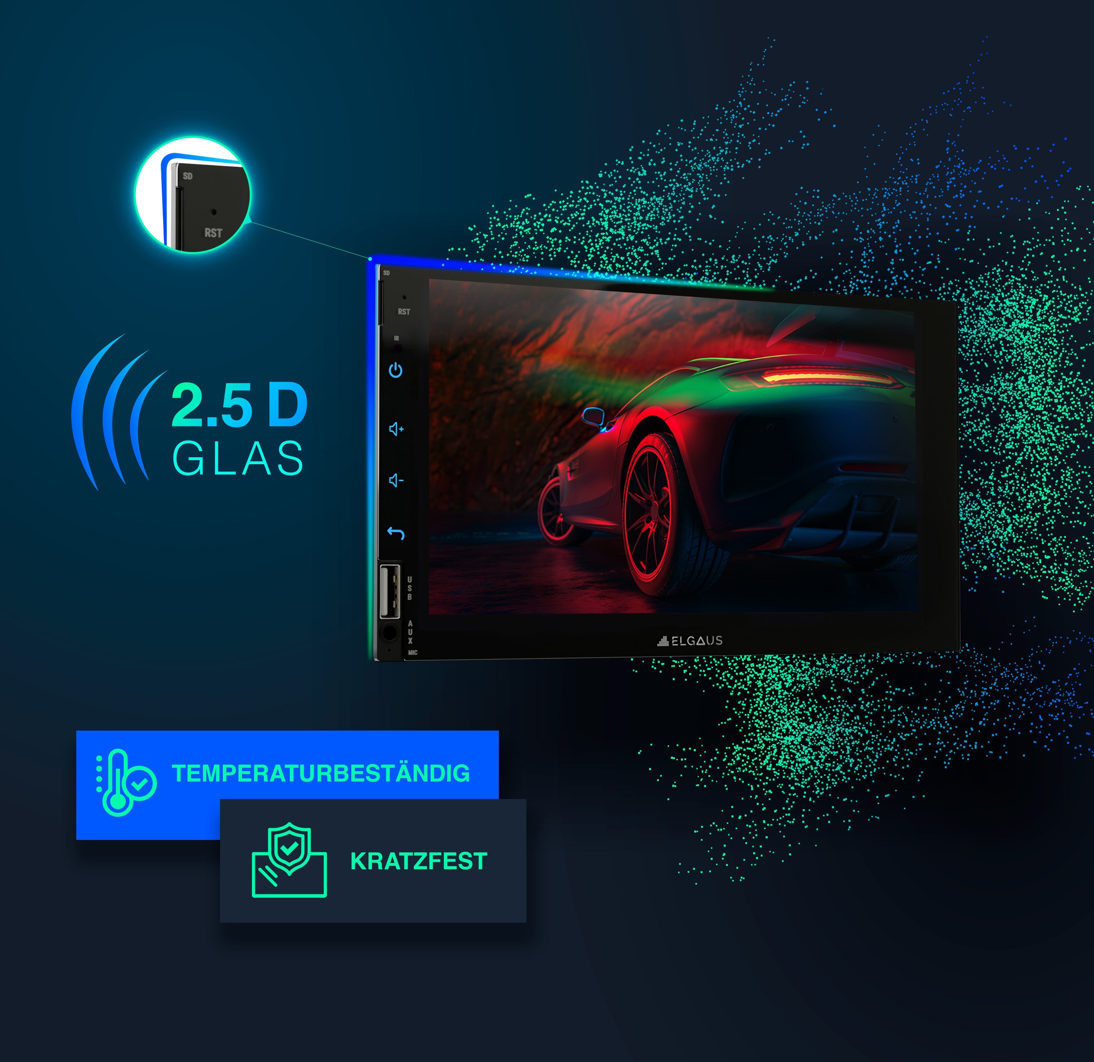 ELGAUS ELGAUS OM-270A universelles 2 DIN Android 11 Autoradio (FM-Tuner mit RDS, Digitalradio (DAB), UKW, CarPlay, Android Auto, RDS, DAB, RGB, Fernbedienung, Manual in DE/EN)