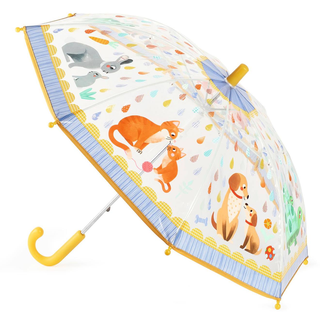 Djeco Kinder Regenschirm DJECO mit Tiermamas & Babys - gelb