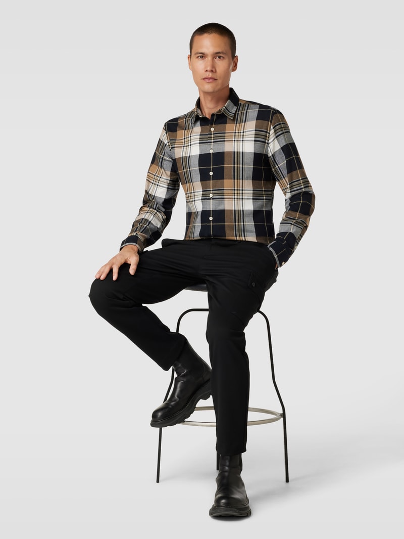 Slim Fit Freizeithemd mit Karomuster in sand