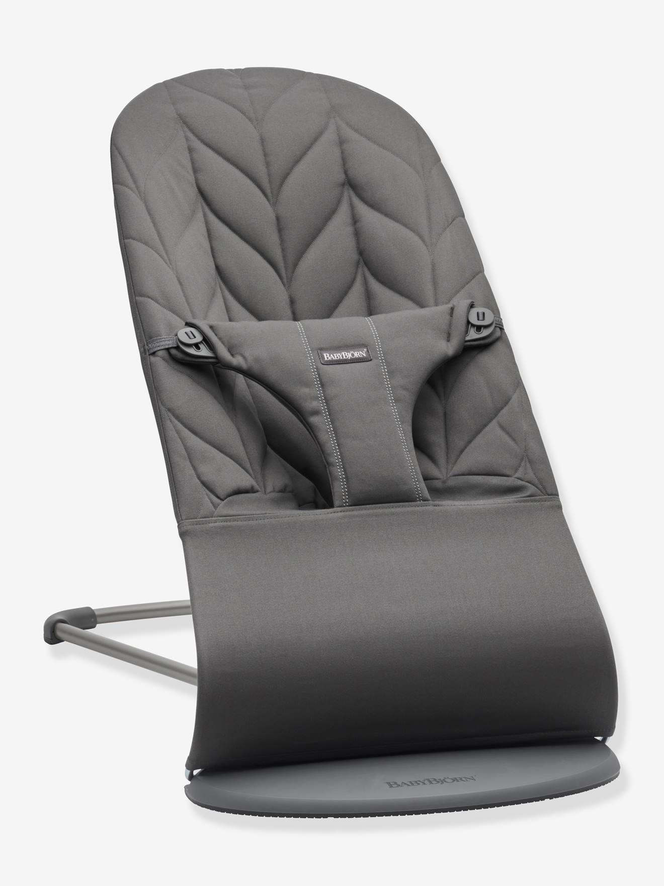 Transat Bliss en coton BabyBjörn gris clair/matelassage pétales