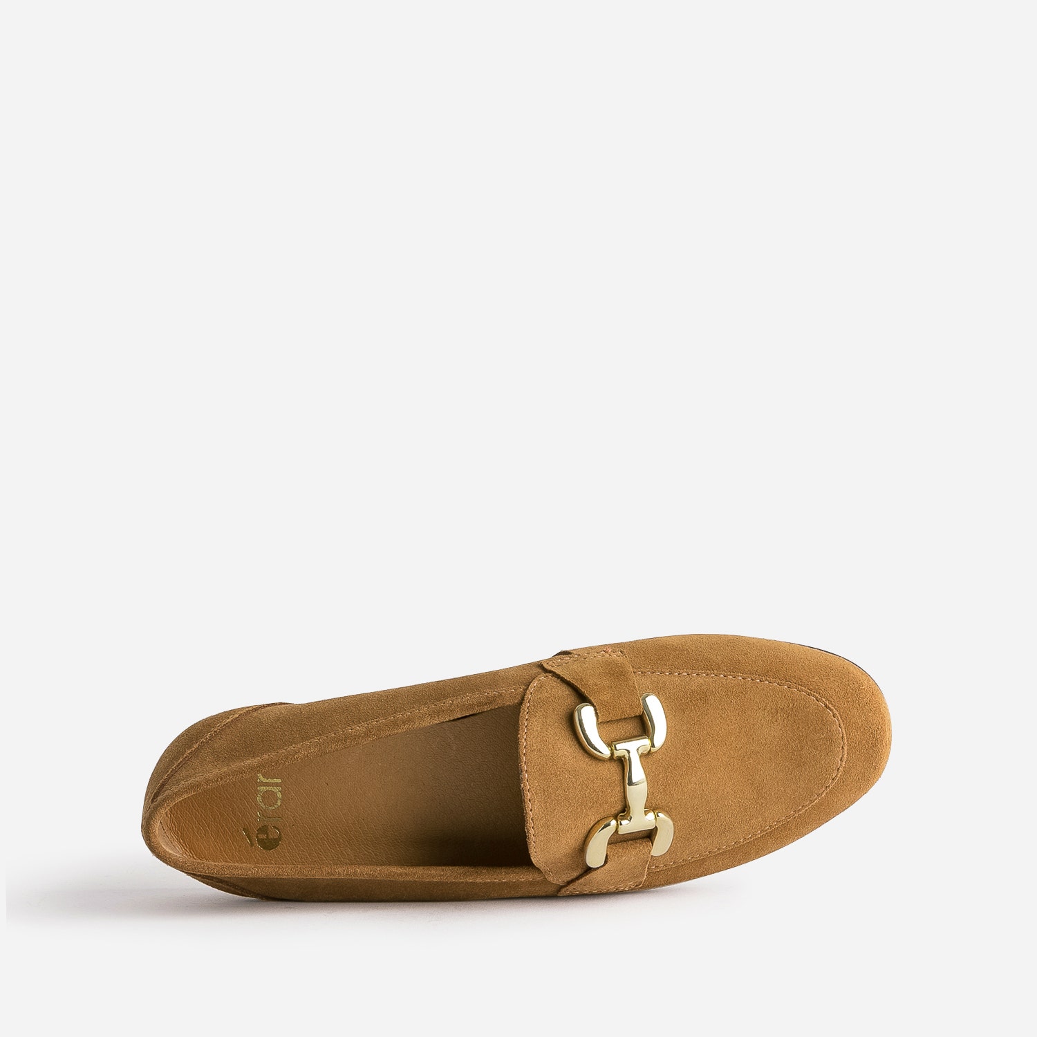 Mocassin cognac en cuir velours