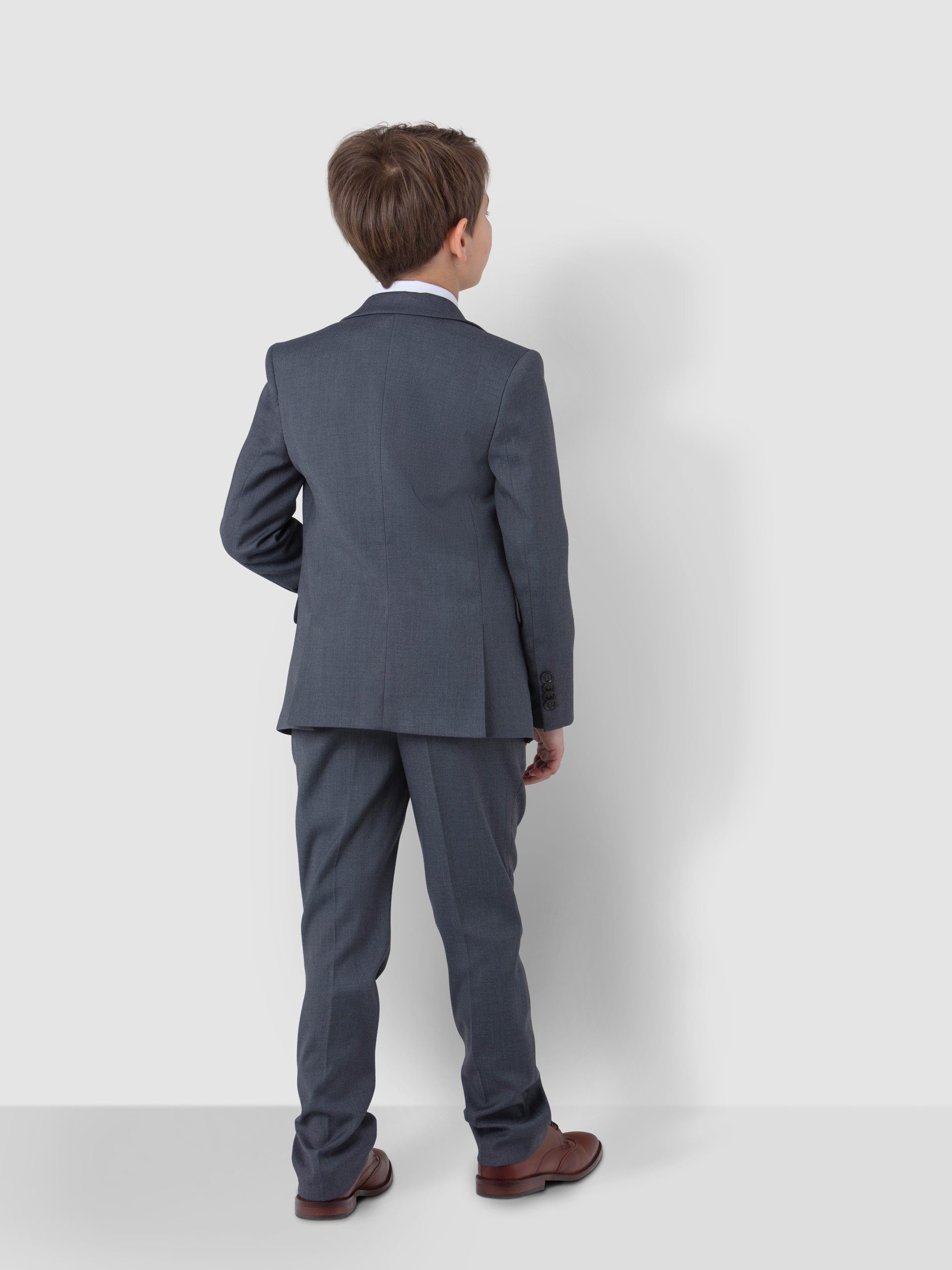 Melli-Trends Kinderanzug Luxuriöser Jungen Anzug Kommunionanzug 6-teilig, in Grau (Sakko, Weste, Hemd, Hose, Krawatte und Einstecktuch) festlich, elegant