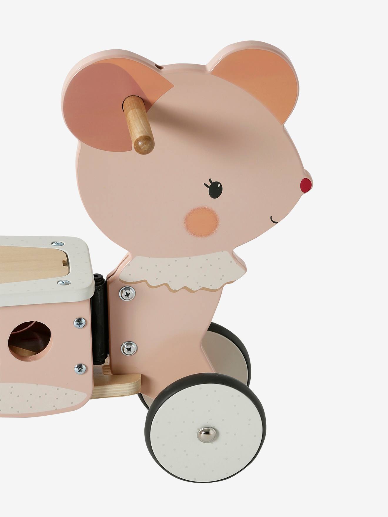 Vertbaudet Baby 2-in-1-Rutschfahrzeug/Lauflernwagen, Holz FSC - rosa