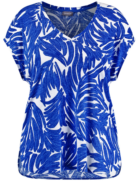 Print-Shirt aus Leinen-Mix