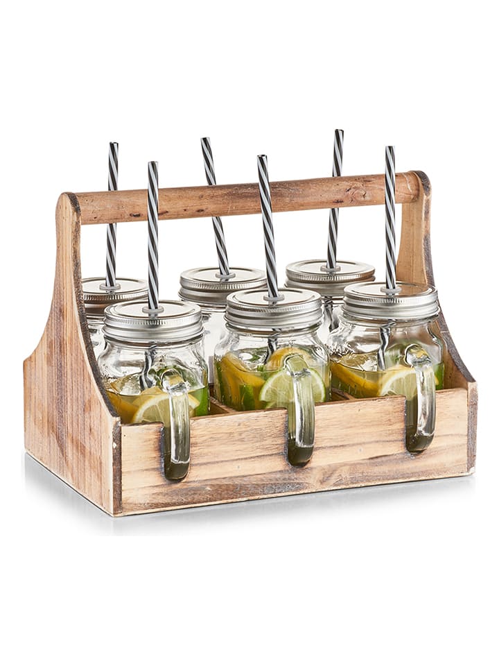 Zeller 7tlg. Trinkgläser-Set in Transparent/ Natur günstig kaufen onesize
