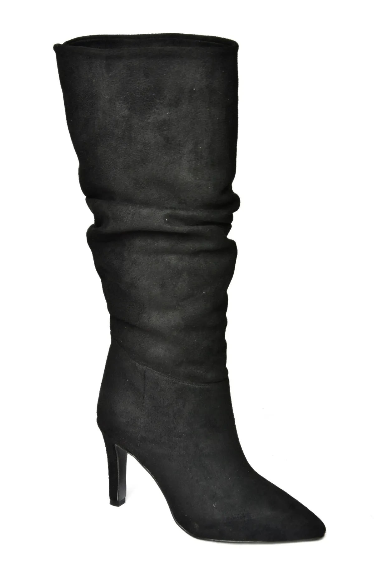 Fox Shoes  Damenstiefel aus schwarzem Wildleder mit dünnem Absatz