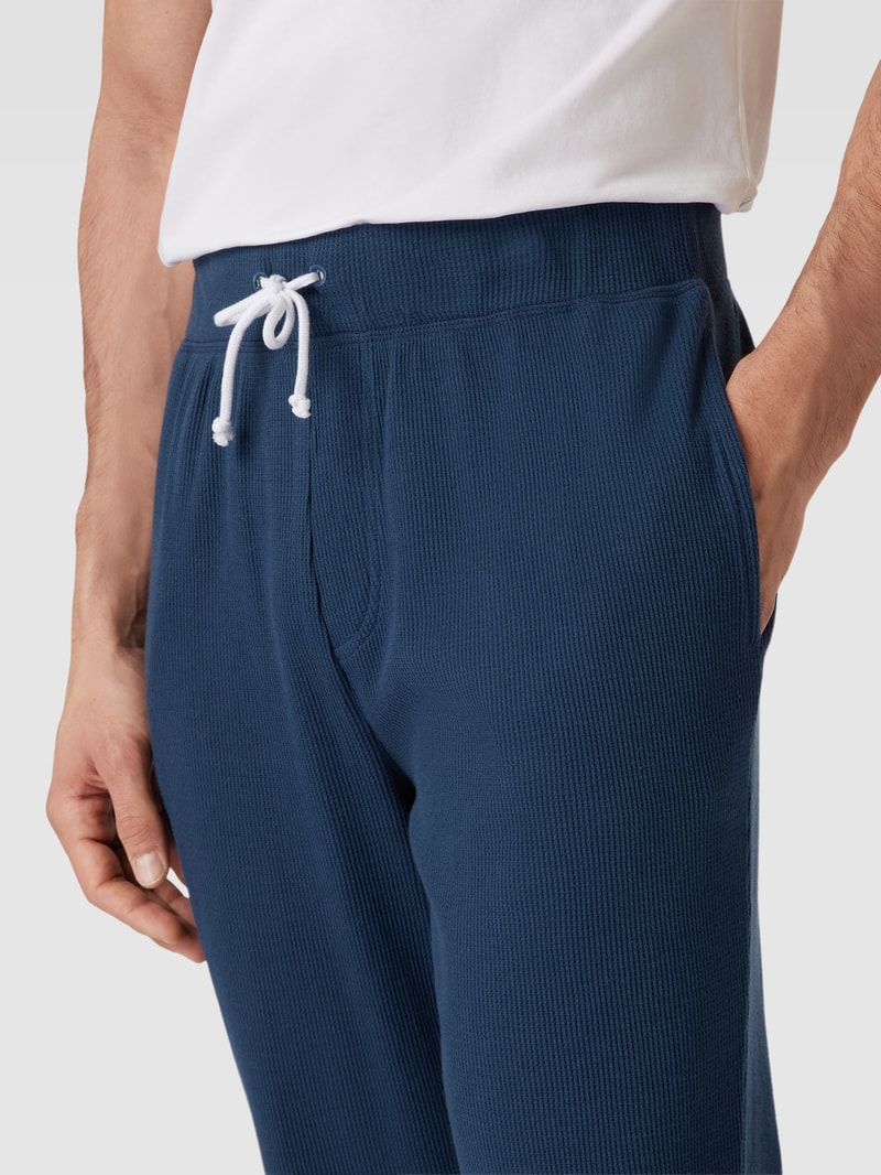 Pyjama-Hose mit elastischem Bund Modell 'Waffle' in dunkelblau