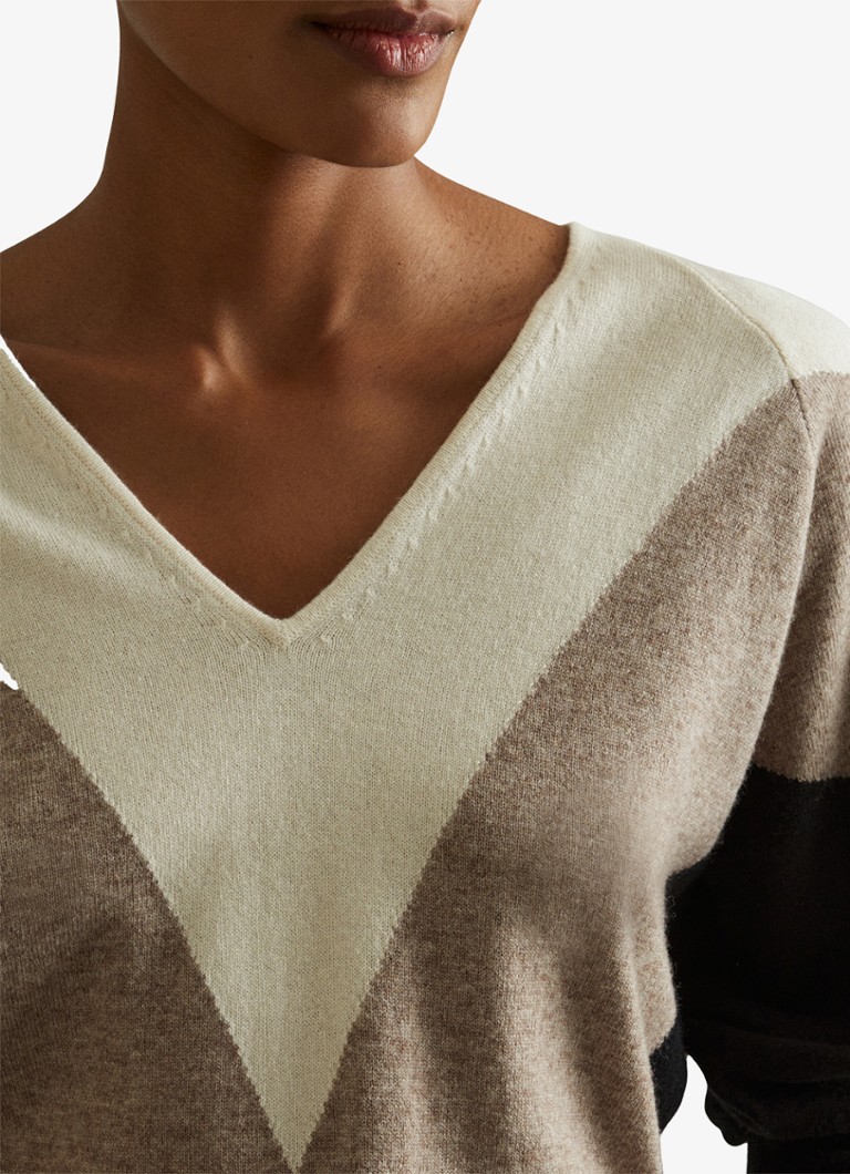 Travel Esme Fine Knit Cashmere Blend Sweater with Color Blocking