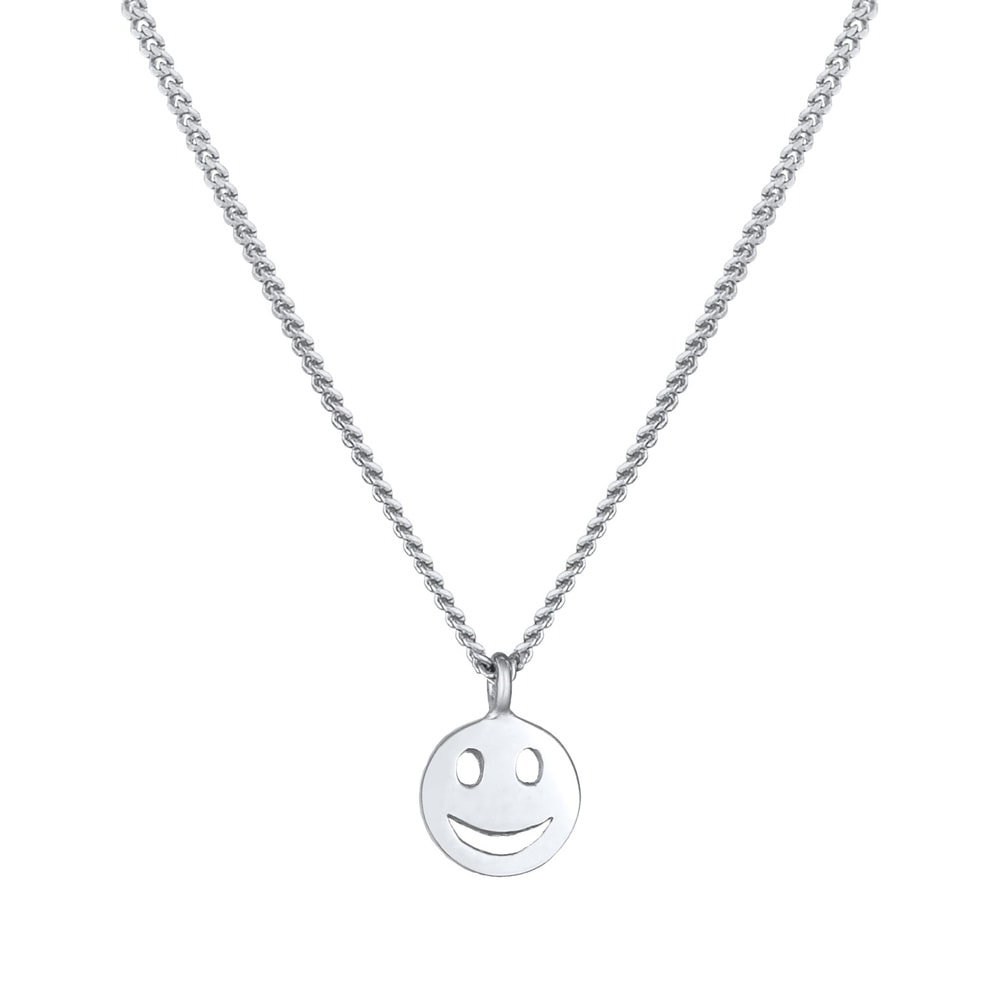 Elli Elli Collier Femmes plaquette pendentif visage smile emoji en argent sterling 925 Bijoux