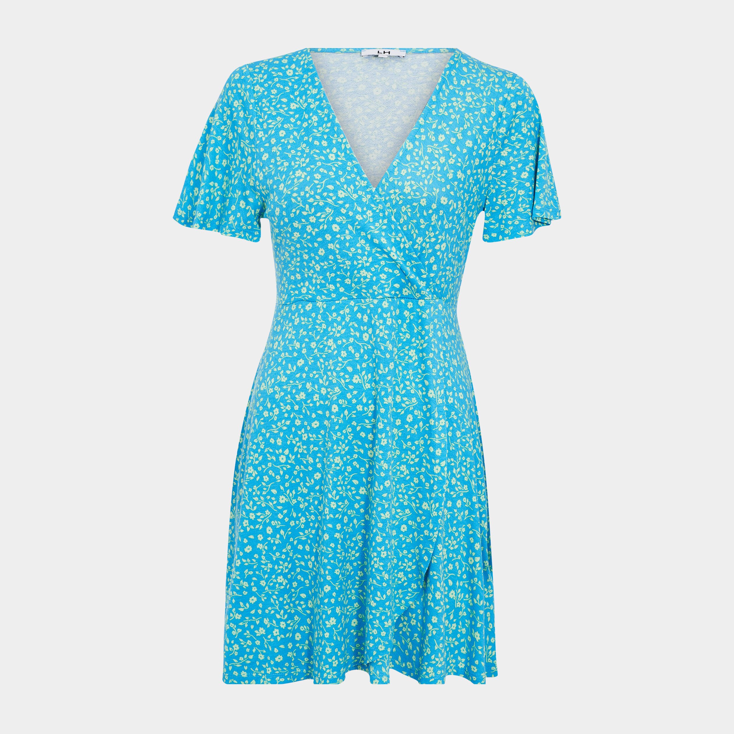 Robe patineuse manches courtes bleu femme | La Halle