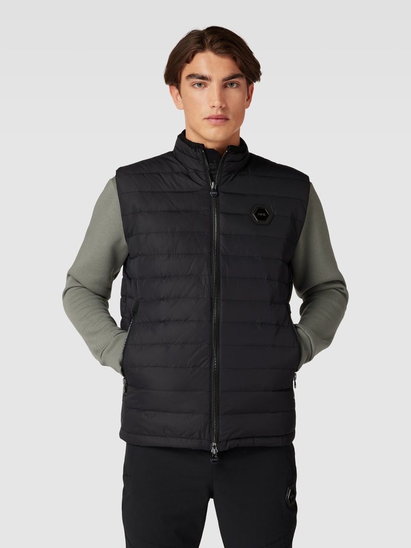 Steppweste mit Label-Patch Modell 'Lincoln' in schwarz