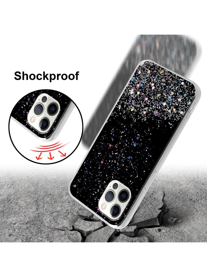 cadorabo Hülle für Apple iPhone 12 / 12 PRO Glitter in Schwarz mit Glitter günstig kaufen onesize