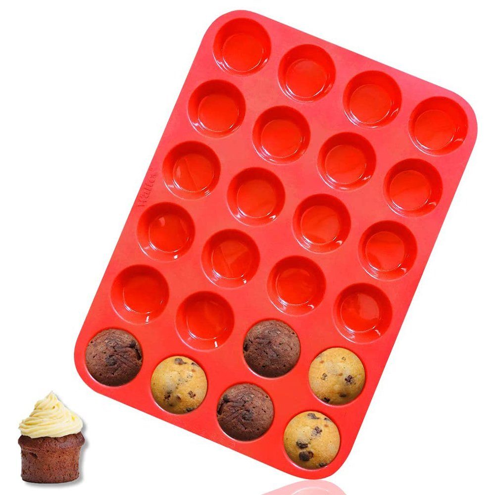 Fokelyi Muffinform Mini-Silikon-Cupcake-Form-Set, Mini-Muffinform für 24 Tassen