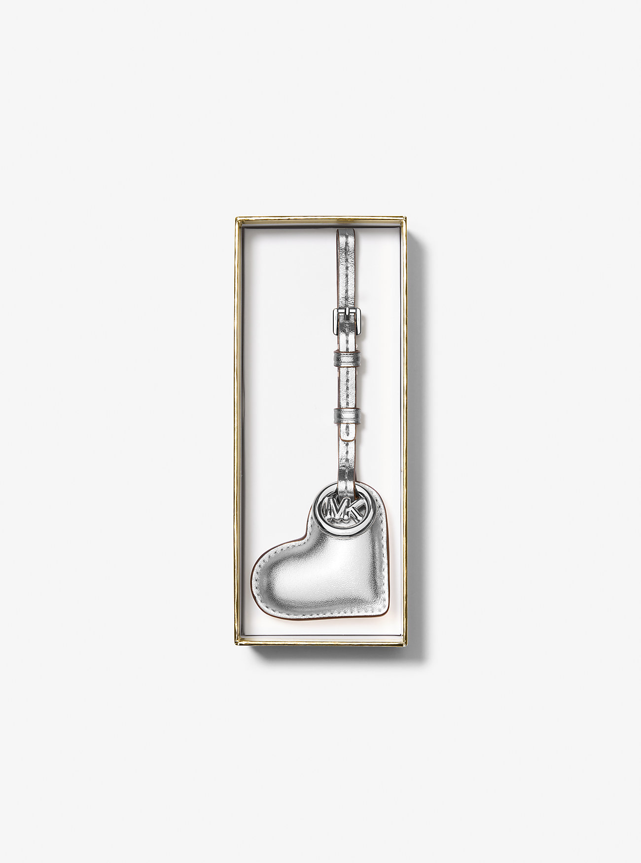 Metallisk Puffy Heart Leather Bag Charm - SØLV