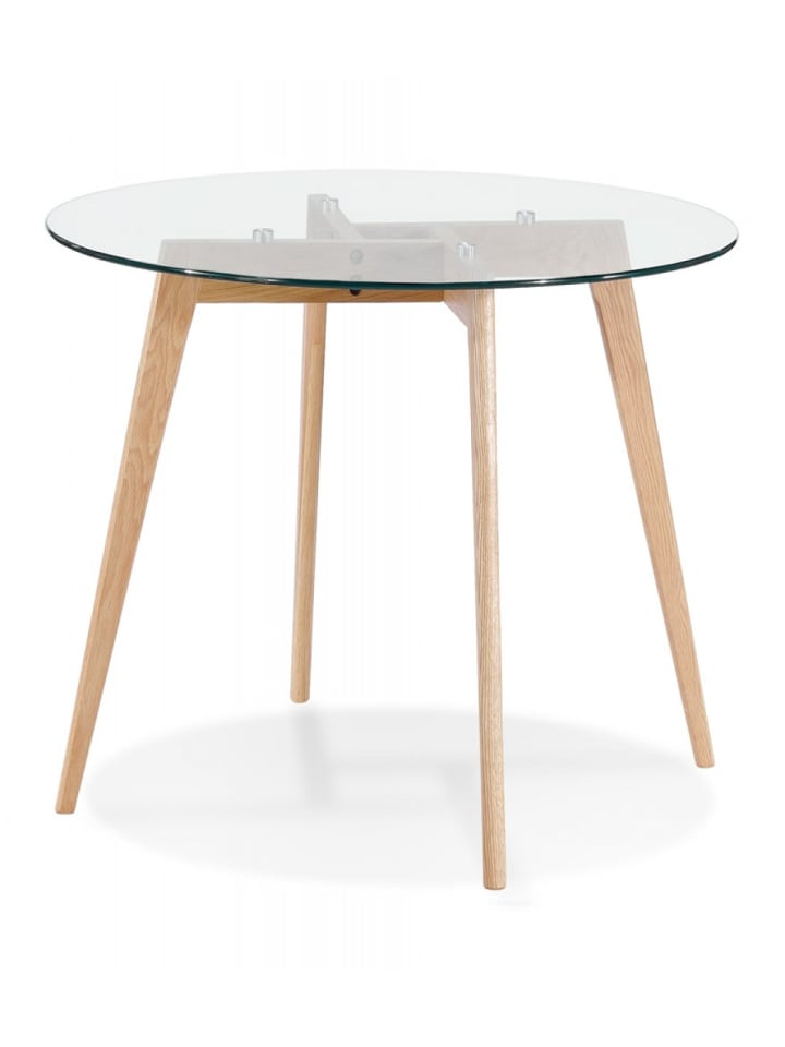 KADIMA DESIGN Runder Esstisch aus Glas mit Massiv Eichenholz Beinen | Modern günstig kaufen onesize