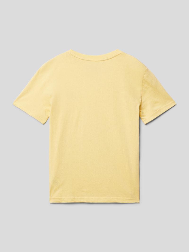 T-Shirt mit Label-Stitching in hellgelb