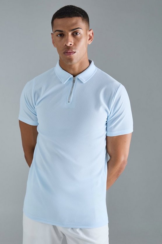 Slim-Fit Ottoman Poloshirt mit 1/4 Reißverschluss