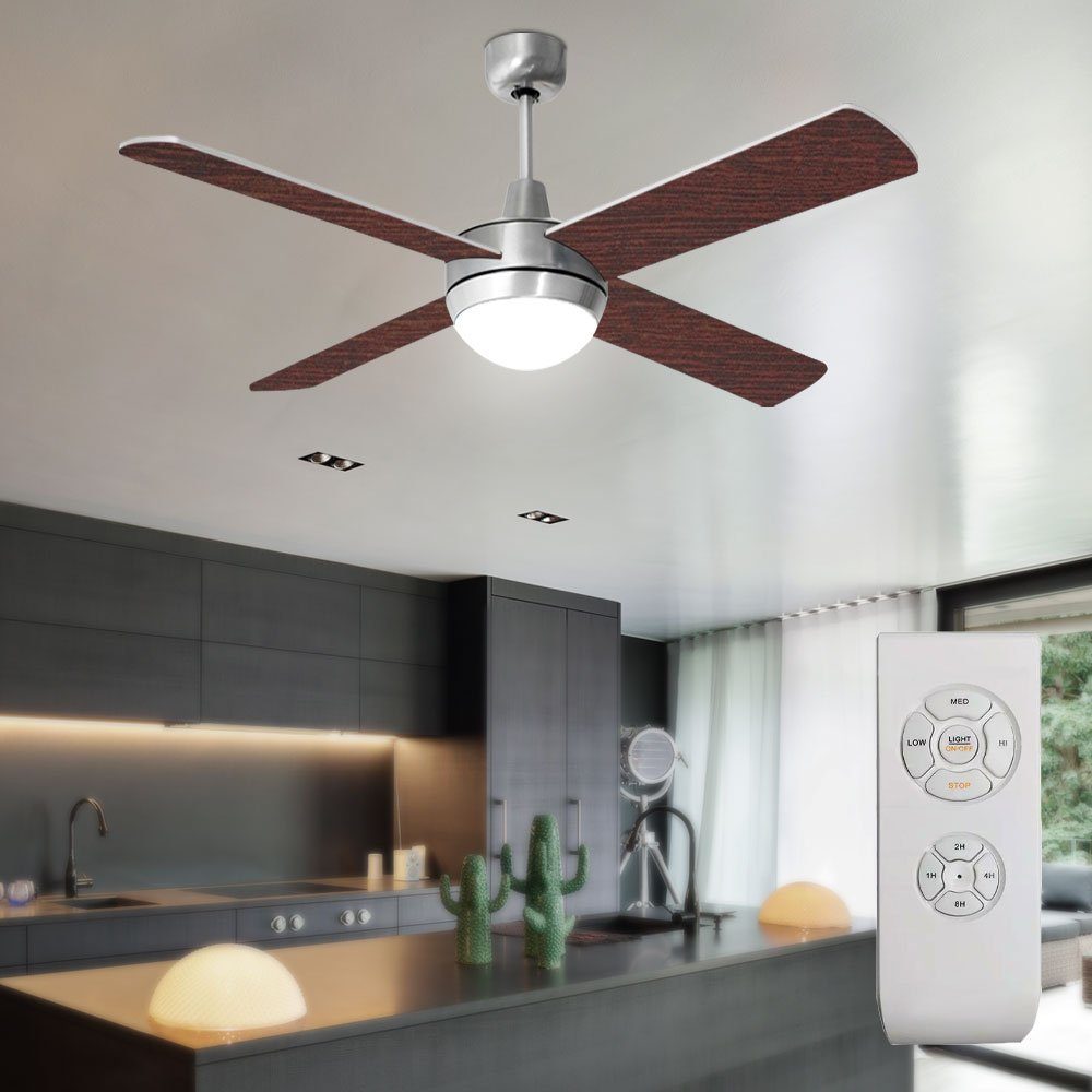 etc-shop Deckenventilator, Deckenventilator mit Beleuchtung und Fernbedienung leise 132cm