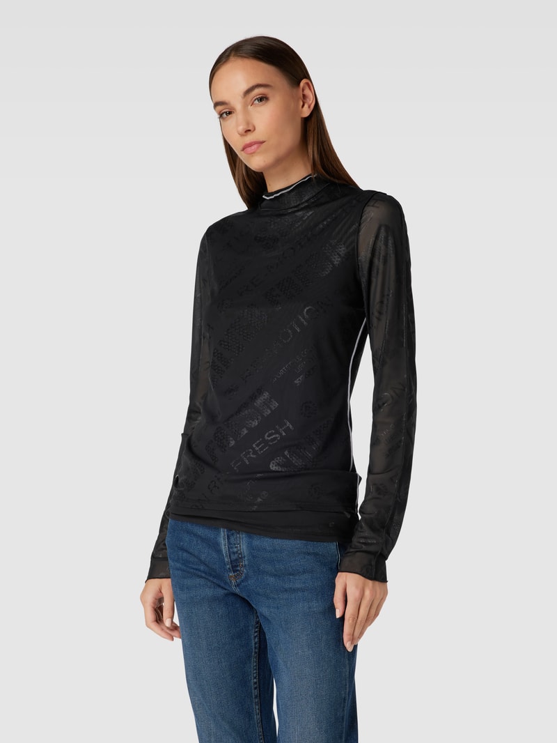Longsleeve mit Allover-Muster in schwarz