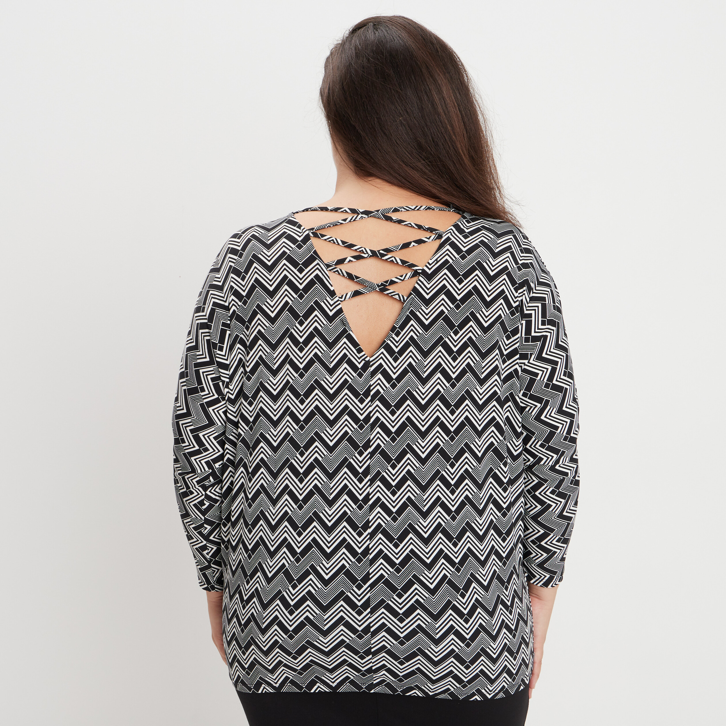 T-shirt de soirée manches longues noir femme grande taille | La Halle