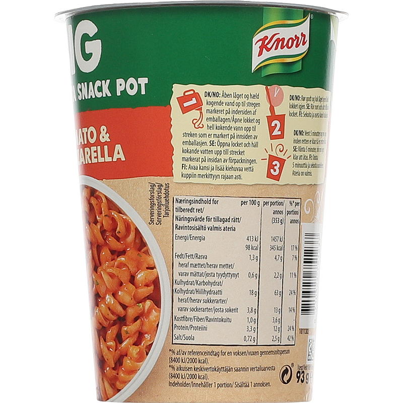 Knorr Tomat & mozzarella big snack pot 93 g Knorr