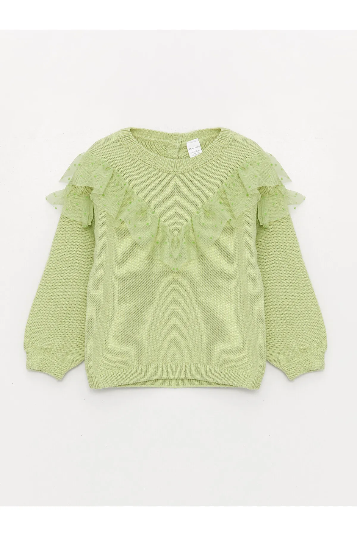 LC Waikiki  Langarm-Rüschenpullover mit Rundhalsausschnitt und detailliertem Strickpullover für Babys