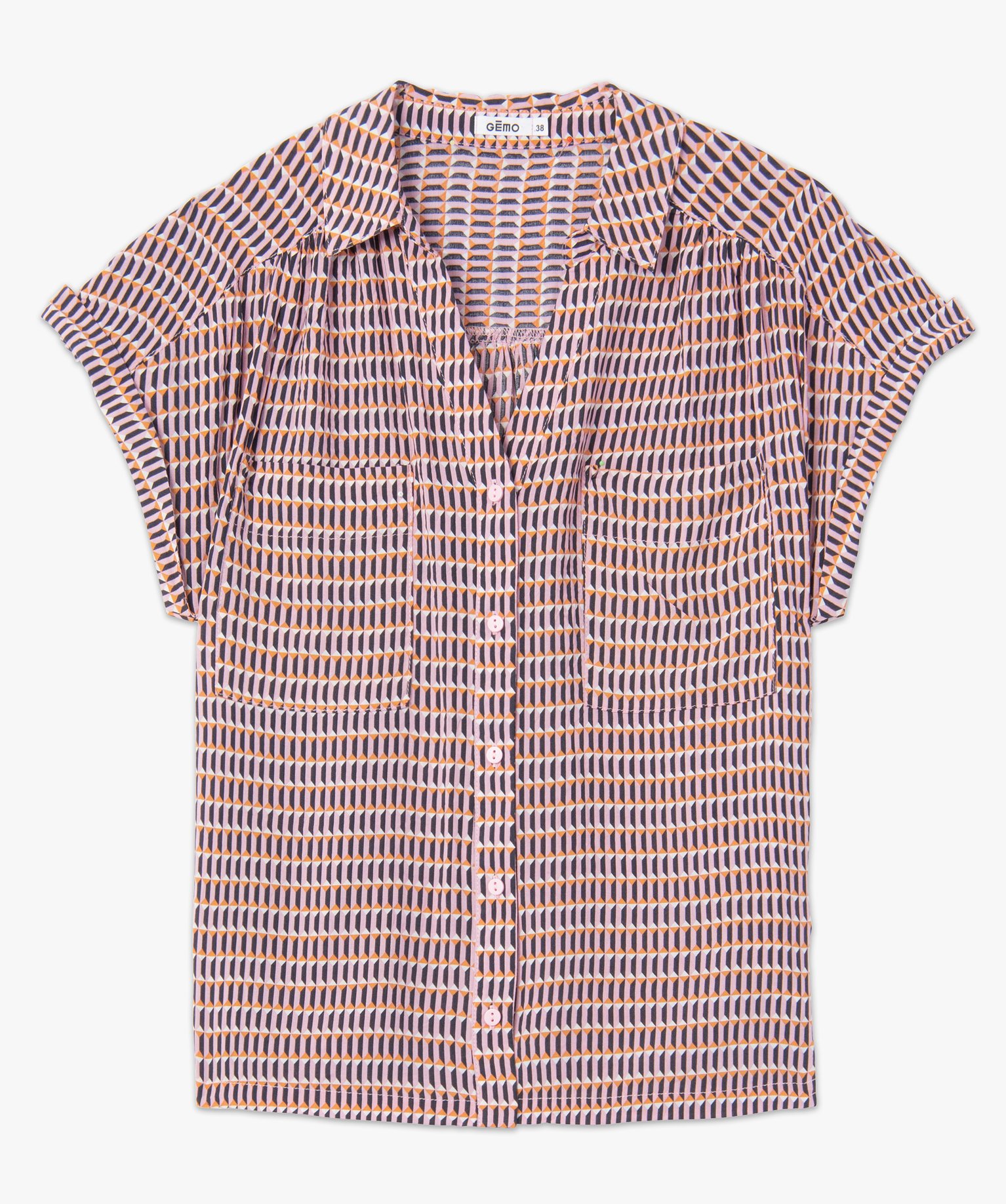 Chemise femme imprimée à manches courtes imprime | GEMO