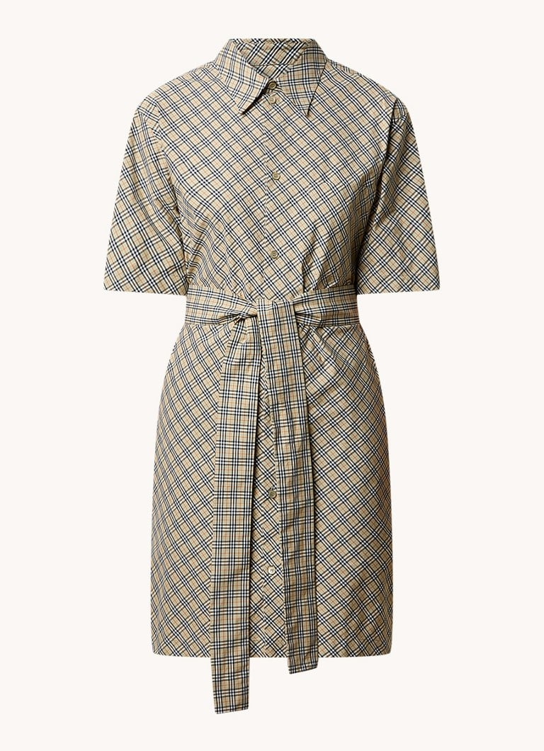 Burberry Midi kreklkleita ar rūtainu rakstu un sasienamu jostu