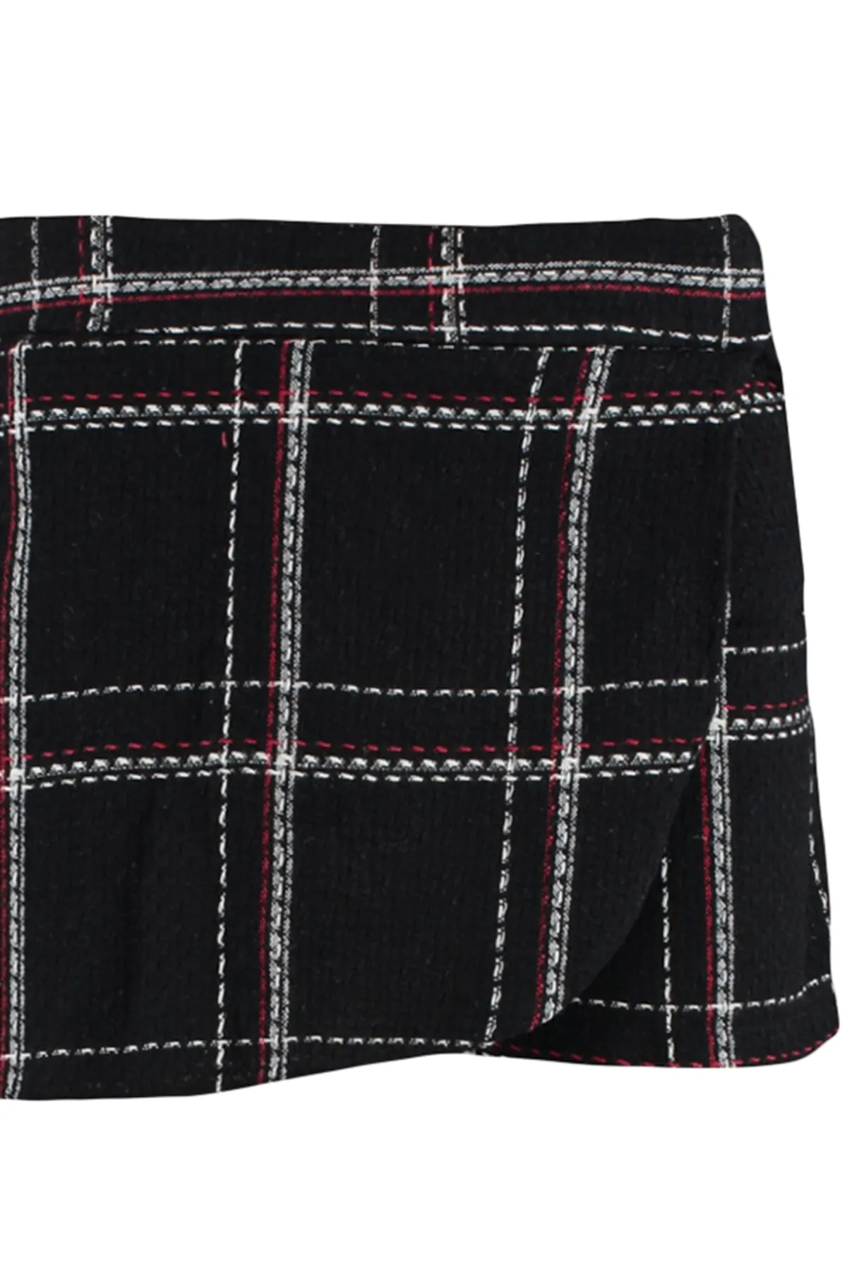 Trendyol Collection  Schwarzer Shorts-Rock aus gewebtem Tweed mit Karomuster TWOAW23SR00017